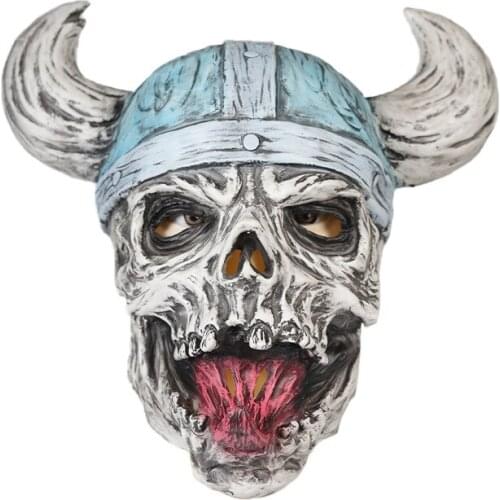 2021 New Halloween Cosplay Headgear Women Man Neutral Ugly Latex Mask Viking Helmet Skull Head Carnival Ghost Terror Funny