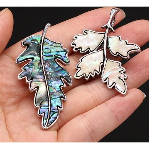 New Natural Alloy Mother of Pearl Abalone Shell Brooch Leaf Shape Charms Pins Unisex Jewelry Gift DIY Pendant Necklace Brooches