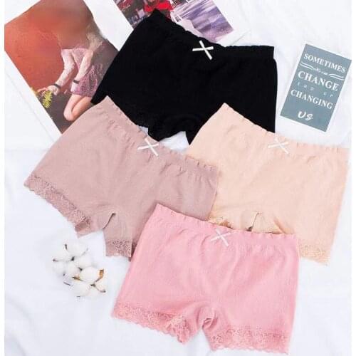 New type of ladies underwear cotton pants antilight lace edge midwaist size breathable sexy boxer pants