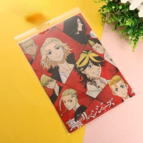 10Pcs/lot Tokyo Revengers Mikey Manjiro PVC A4 File Folder Bag Demon Slayer Rengoku Paper File Pocket School Stationery Toy