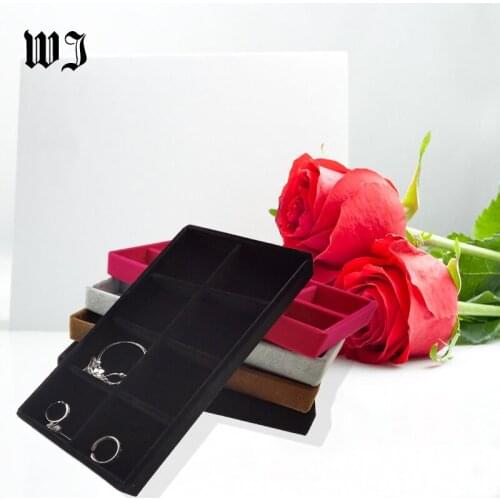2019 Hot Sale Portable High Quality Velvet 8 Grids Tray Jewelry Display Tray Jewelry Display Case Diy Container Organizer Box