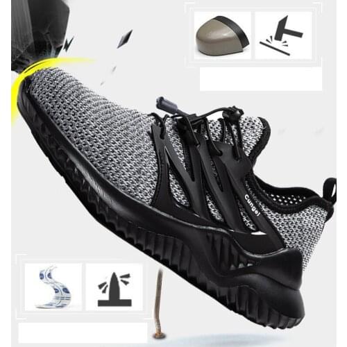 PUPUDA Safety shoes Steel Toe Sneakers work safety shoes work boots good quality Indestructible Non-slip Stab Construction Shoes