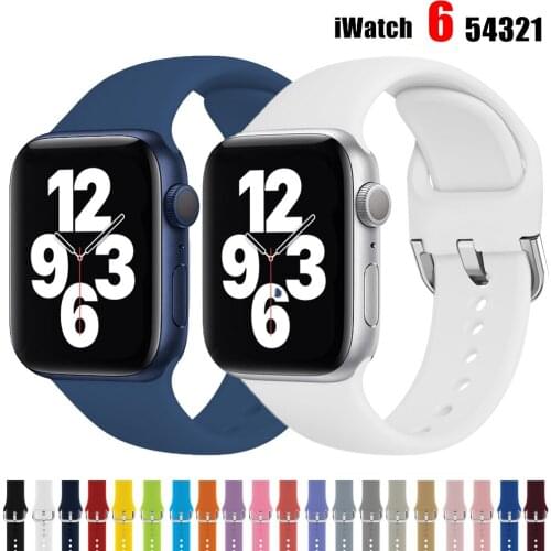 Silicone Strap For Apple Watch Band 44mm 40mm 38mm 44 42mm Rubber Sports Watchband Smartwatch Bracelet iWatch Series 3 4 5 6 SE