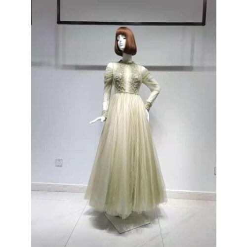 Shalimar Zhang Bridal Green Gowns Fashion Ladies Bling Bling Eveningdress Luxury Host Dress