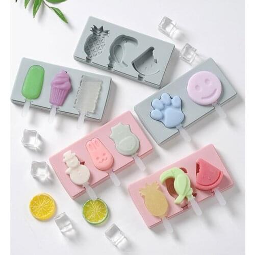 Silicone Ice Cream Mold With Lid Homemade DIY Ice-sucker Mould Animals Shape Jelly Form Maker Dessert Maker Home Bakeware