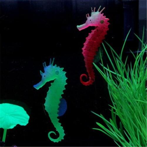 Silicone Artificial Luminous Glowing Effect Sea Horse Fish Tank Simulation Jellyfish Hippocampus Ornament Decoration Landscape