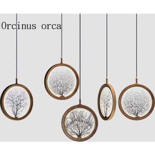 Modern minimalist wooden dining room chandelier of Chinese painting and calligraphy artistic creative chandelier free shipping