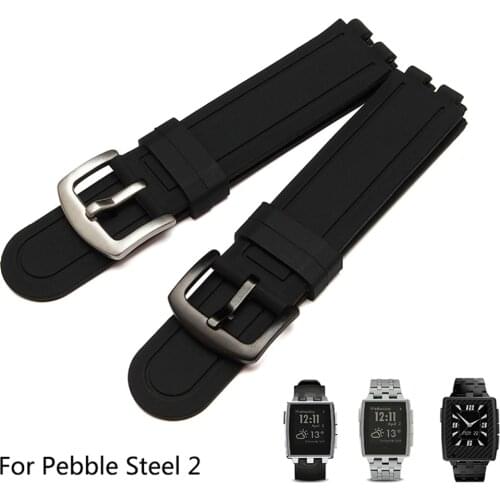 Smart Watchband 22mm For Pebble Steel 2 Quality Silicone Watch band Mens Soft Silicone Steel 2 Strap