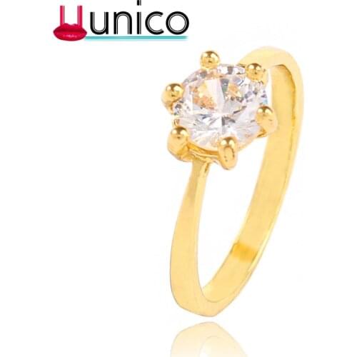 Unico Trendy Charm Simple Glod Rings For Women Engagment Jewelry Fashion CZ Round Anniversary Rings Big Size 17/18/19