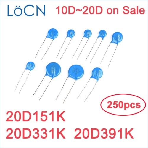 250PCS Varistor 20D 20D151K 20D331K 20D391K 20mm 150V 330V 390V 151 331 391 VDR Mass Lot LoCNService 10D 14D