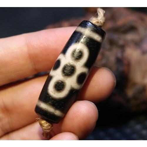 Magic Energy Tibetan Old Agate 5 Eye Lightening dZi Bead Totem Pendant Amulet 3A Talisman Treasure