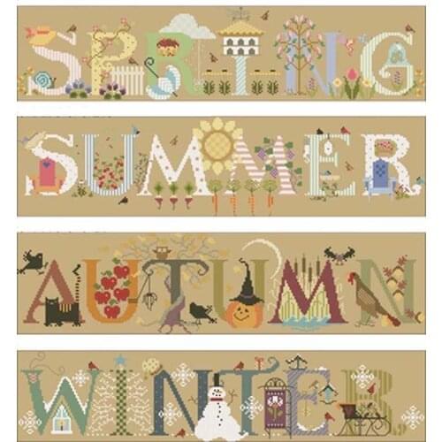 Four seasons cartoon patterns Counted Cross Stitch 11CT 14CT DIY Chinese Cross Stitch Kits Embroidery Needlework Sets