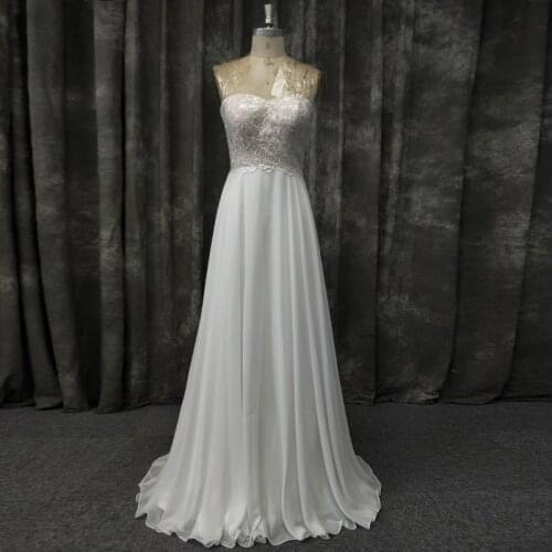 High Quality Fabric Sweetheart Sleeveless Sequined Lace Zipper Back Boho Wedding Dress Bridal Gown