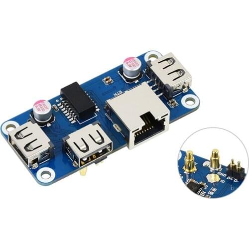 Waveshare Ethernet / USB HUB HAT (B) For Raspberry Pi Series, 1x RJ45 Ethernet Port, 3x USB 2.0 Ports