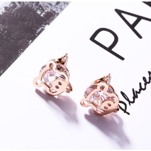 Jewelry & Accessories, Fashion Jewelry Earrings, Lovely festival pig titanium steel stud earrings