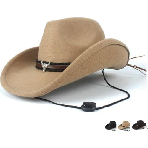 Women Men Wool Hollow Western Cowboy Hat Cow Gentleman Outblack Sombrero Hombre Jazz Fedora Cap