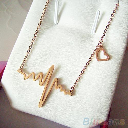 Women Alloy Heart Beat Pendant Chain Choker Collar Bib Jewelry Necklace womens necklace Jewelry