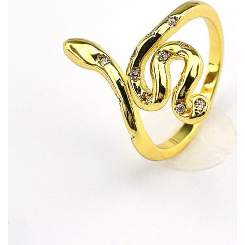 Womens Snake Ring Gold-plated Ring with Shiny Cz Stone Can Be Stacked To Wear Snake-shaped New Fashion Ring Exquisite Jewelry