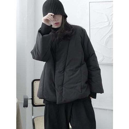 UMI MAO 2020 Winter New Yamamoto Style Japanese Art Short Nine-Sleeve Cotton Jacket Coat Winter Women Casual Loose Outwear