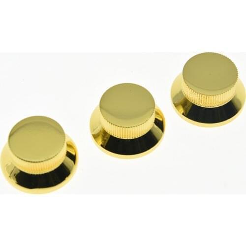 KAISH 3pcs Gold Metal ST Strat Knobs Top Hat Bell Guitar Bass Knob for 5.8mm Pots