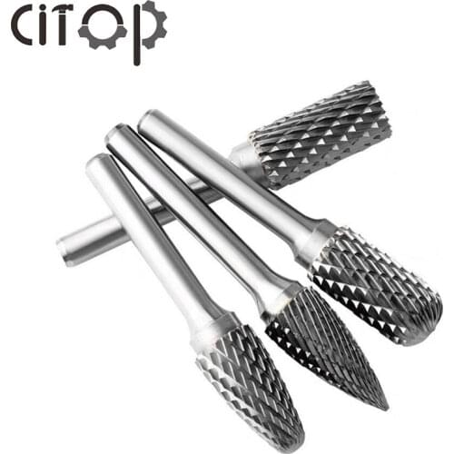 1pcs 6mm*12mm Carbide Tungsten Steel Grinding Head Double Cut Milling Cutter Woodworking Rotary File CNC Tools Engraving Cutter