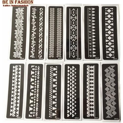 10pcs/lot henna tattoo stencils for painting body art glitter airbrush stencil templates on hand feet arm Indian Arabic sheets