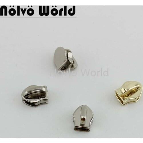 10 pieces test, 13.8*11mm, for 5# nylon coil zipper metal head pull slider zip lock bag handbag clothes hardware accessories