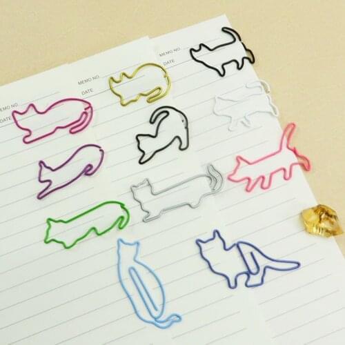 20 Pcs Cartoon Cute Cat Styling Paper Clip Creative Animal Shape Bookmark Clips Memo Clip Shaped Clips Office School Supplies