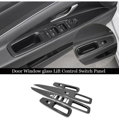 4pcs ABS Carbon fiber Car Door Window glass Lift Control Switch Panel Cover Trim For Hyundai Elantra CN7 Accessories 2020 2021