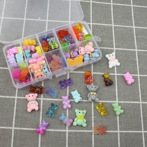 45Pcs Cute Cartoon Bears Resin Accessories Ornaments Color DIY Crafts Supplies Phone Shell Patch Arts Material Kids Basteln Toys