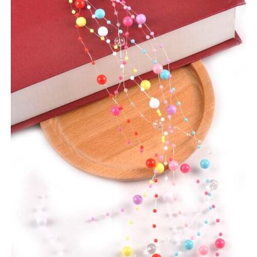 5 Meters Width 8mm Round Artificial Candy Color Pearl Beads Chain Trim For DIY Craft Wedding Party Jewelry Decoration C2235
