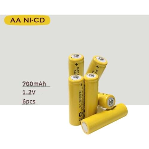 6 x AA 700mAh 1.2 V Quanlity Rechargeable Battery NI-CD 1.2V Rechargeable 2A Battery Baterias Bateria Batteries 500 Times