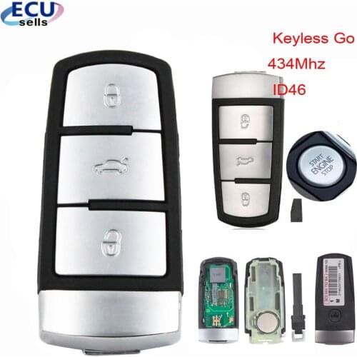 Keyless Go 434Mhz 3 Buttons Remote Smart Car Key ID46 PCF7936 Chip For VW Passat CC Magotan One-button Start 3C0959752BG/BA