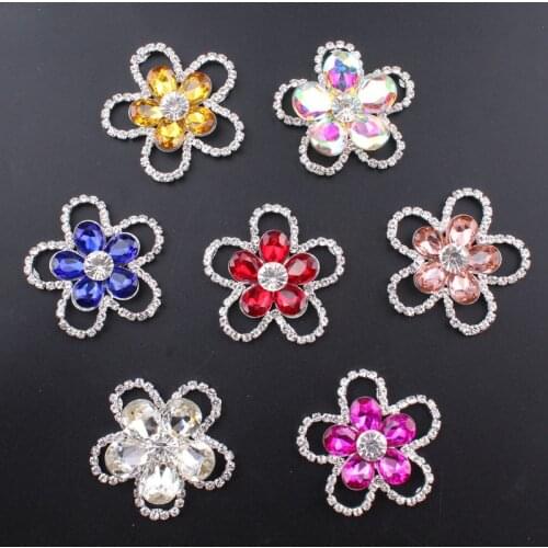 Pulaqi Flower Rhinestones Sew on Glass Rhinestones Button Flat Back AB Rhinestone for Craft Clothes Wedding Jewelry Applique DIY
