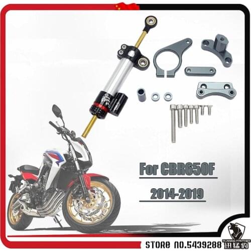 For Honda CBR650F CNC Steering Damper Stabilizer w/ Bracket Set Saftety Control 2014 - 2019 Anodized Aluminum Motorcycle Part