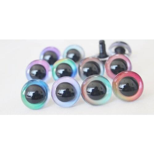 40pcs 13mm-28mm rainbow color round clear toy safety eyes + hard washer for plush doll -size color option--c10