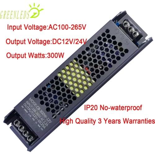 LED Light box power supply 300w Output DC12V or 24V Input Voltage 100-265V Pure Copper Mute with High Qualtiy 3 Years Warranties