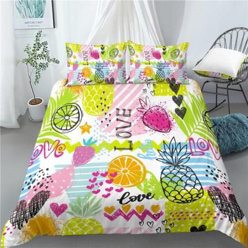 Home Living Luxury 3D Tropical Fruits Print 2/3Pcs Comfortable Duvet Cover PillowCase Bedding Set Queen and King EU/US/AU Size