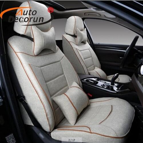 AutoDecorun Seat Set Car for Peugeot 407 Accessories Seat Covers Custom Flax Fabric Auto Interior Cushions Seats Supports Covers