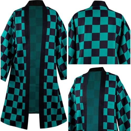 Demon Slayer Kamado Tanjirou Cosplay Costumes Halloween Carnival Suit with Earrings Belt