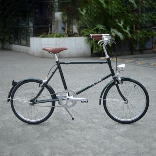 Tsunami 20 Inch 406 Small Wheel Steel Single Speed Bicycle Frame Chrome Molybdenum Material Dark Green Retro Bike Frameset