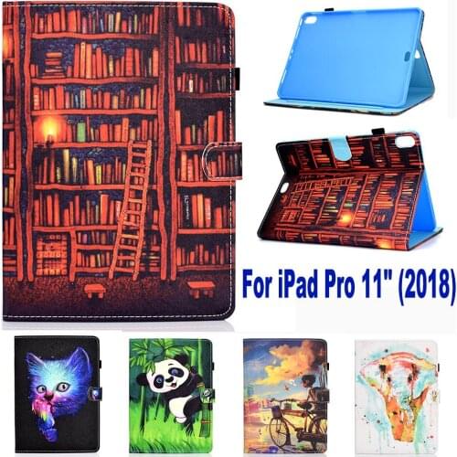 Stand Multi Function Case For iPad Pro 11" (2018) Smart Cover Funda For New iPad Pro 11 inch 2018 PU Leather Panada Cat Pattern