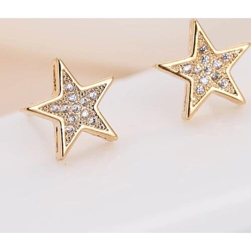 DE155 Fashion Delicacy Elegant 4A Zircon Five-Star Ear Stud GIRLS Gift Party Banquet WOMENS Jewelry Earrings 2021