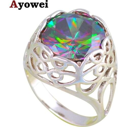 Trendy Engagement Jewelry Rings Mystic Crystal AAA Zirconia Silver Stamped Fashion Jewelry Rings USA size #6 #7 #8 #9 JR2137A