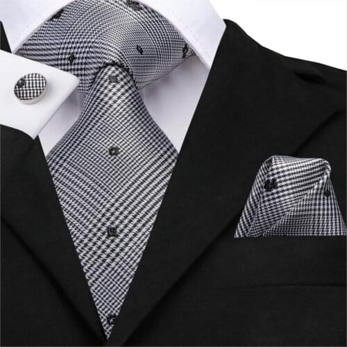 SN-3217 Fashion Mens Tie Black White Silk Neck Tie Floral Jacquard Woven Classic Neck Ties For Men Formal Business Wedding Party