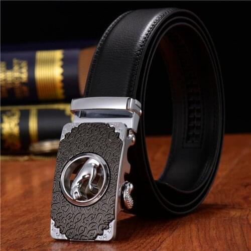 High quality Genuine Leather Men Crocodile pattern Belt Automatic Buckle Strap Dragon Designer brand for Men