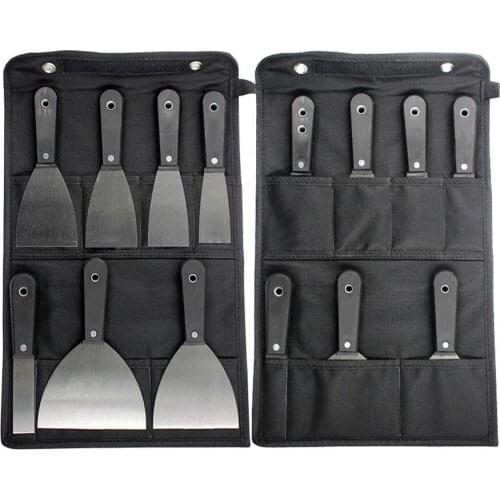 7pc Putty Knife Set Scraper Blade Portable Canvas Bag Wall Shovel Carbon Steel Plastic Handle Construction Tool Plastering Knife