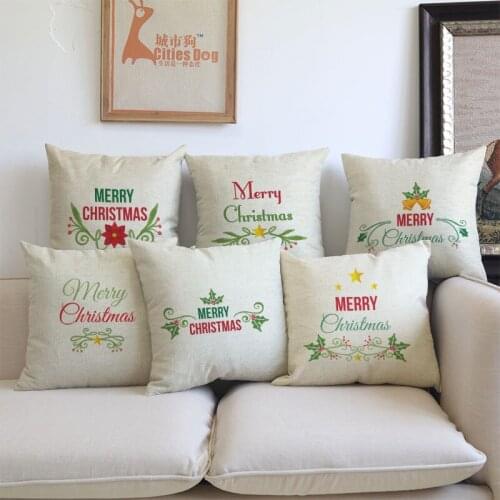 Pillow cushion coverMerry Christmas Painting Art Plant flower decorative pillows covers Will not fade sofa almofada cojines