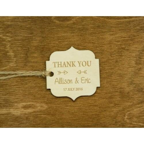 Custom wooden thank you tag with name,rustic wedding favor tags, personalized Gift tag,wood Hang Tags