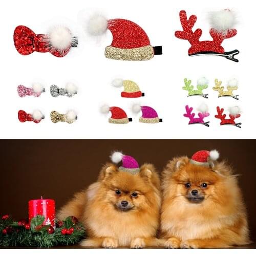 Puppy Dog Baby Girl Hair Bow Clip Pet Grooming Accessories Small Pets Dogs Bowknot Headwear Clips For Christmas